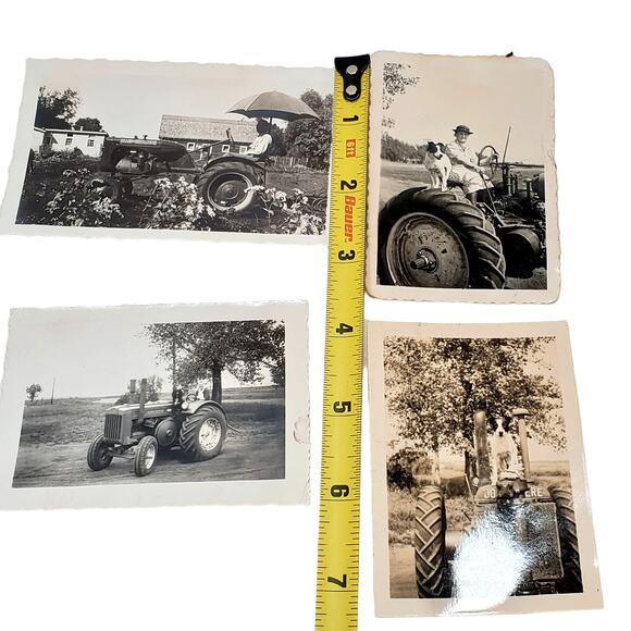 Lot of 4 B & W Photos John Deere Allis Chalmers Tractor Dog Lady Man Farmer 1940 - Picture 6 of 9
